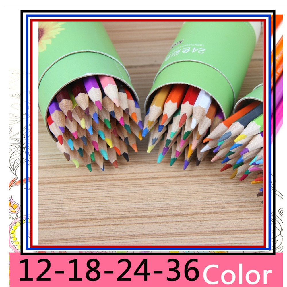 페인팅 컬러 연필 깎이 12 24 36 색 나무 연필 아이들을위한 학교 드로잉 아트 용품 편지지